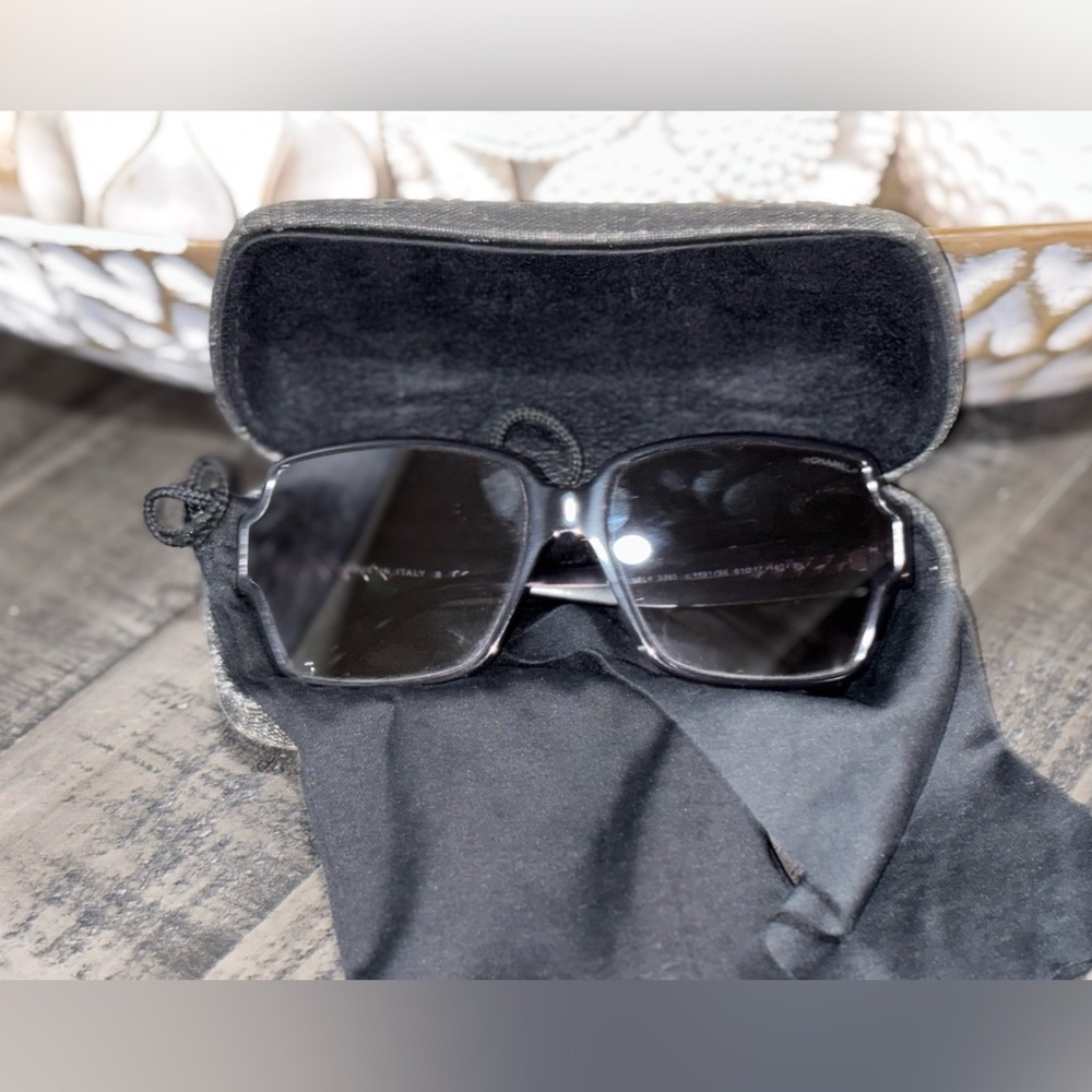CHANEL Acetate Square CC Sunglasses 5385-A in Black​​